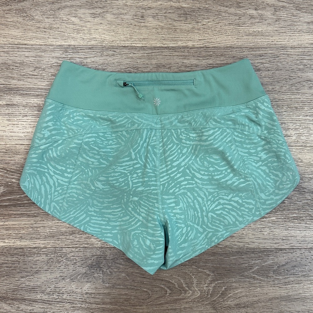 Athleta Teal Patterned Athletic Shorts Run With I… - image 2